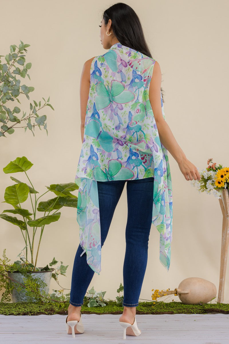 HDF3941 - BUTTERFLY PRINT OPEN FRONT KIMONO