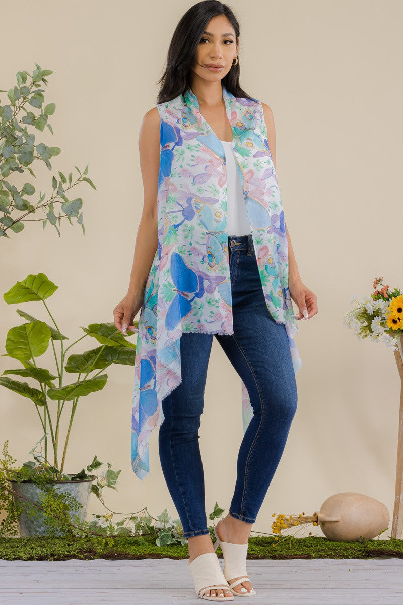 HDF3941 - BUTTERFLY PRINT OPEN FRONT KIMONO