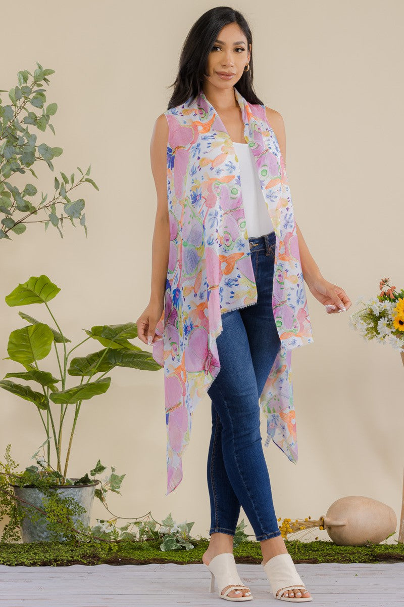 HDF3941 - BUTTERFLY PRINT OPEN FRONT KIMONO