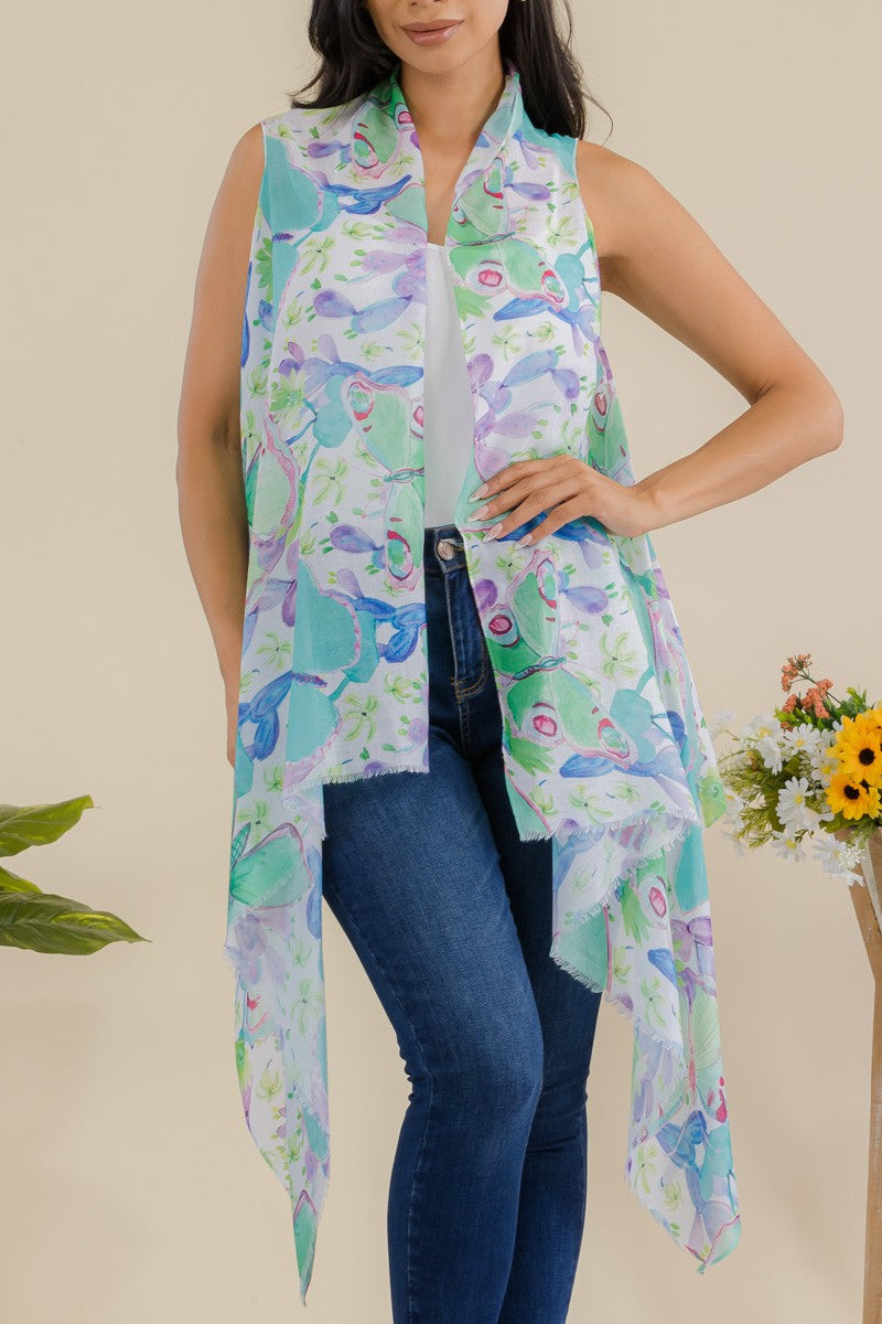 HDF3941 - KIMONO ABIERTO CON ESTAMPADO DE MARIPOSAS