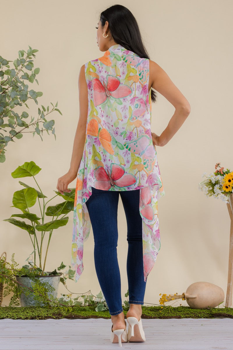 HDF3941 - BUTTERFLY PRINT OPEN FRONT KIMONO