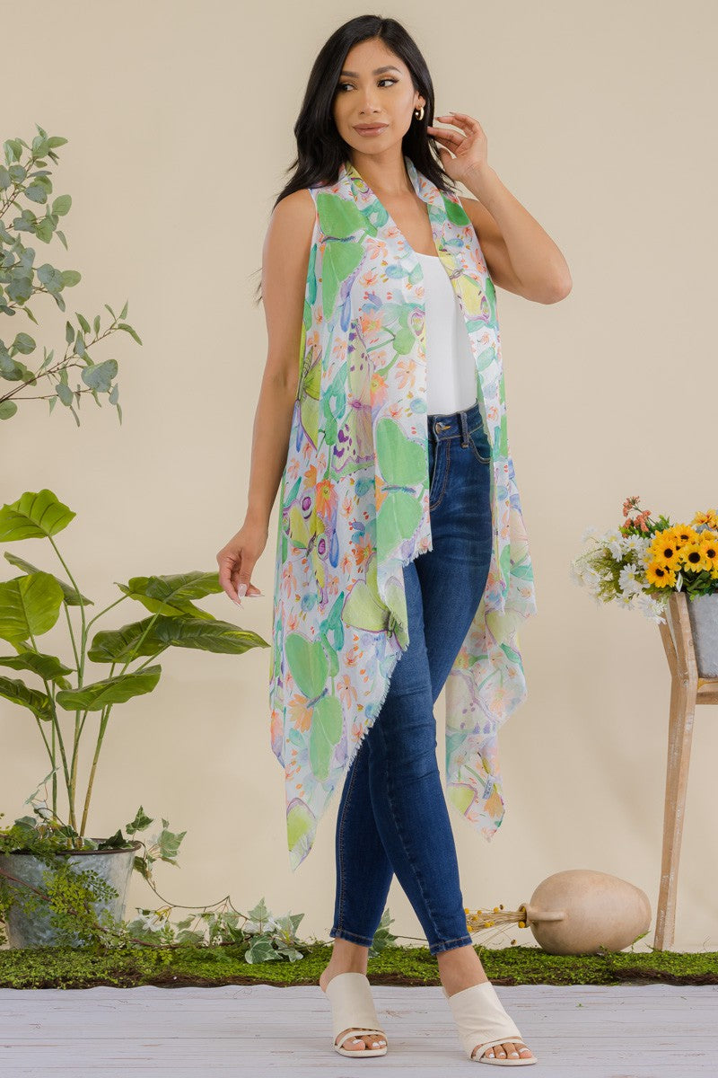 HDF3941 - BUTTERFLY PRINT OPEN FRONT KIMONO