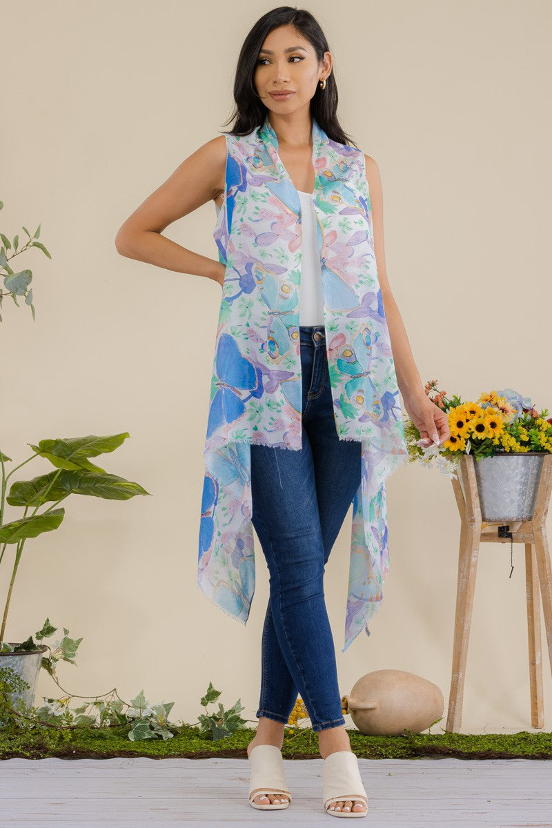 HDF3941 - BUTTERFLY PRINT OPEN FRONT KIMONO