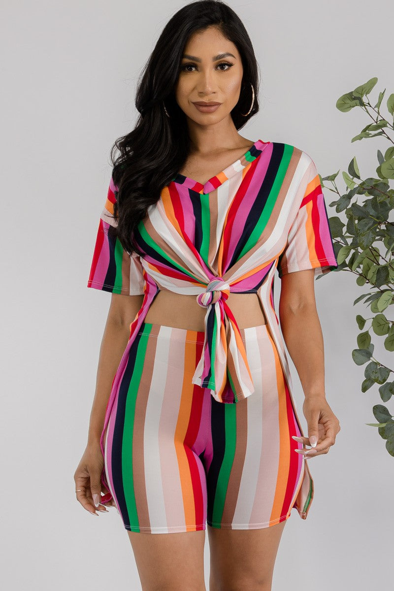 HH651R-STRIPES - 2 PC STRIPES SHORT SET