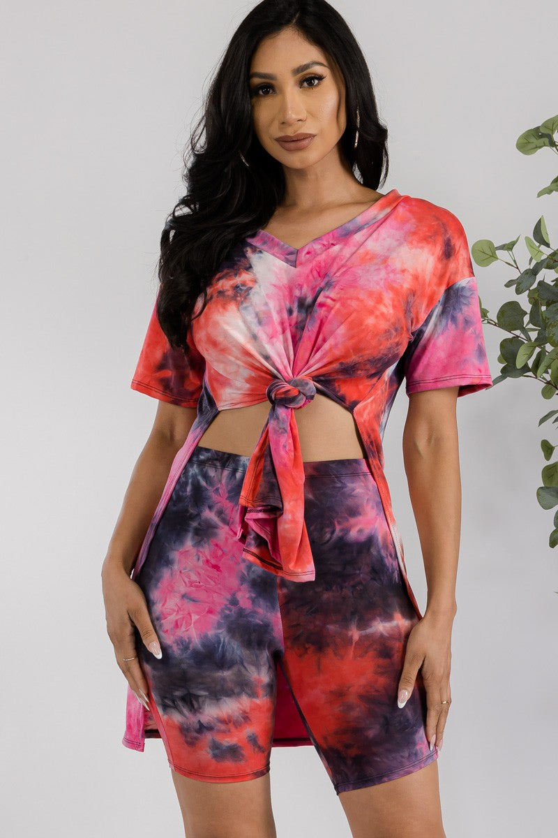 HH651R1-TIEDYE - 2 PC TIE DYE SHORT SET