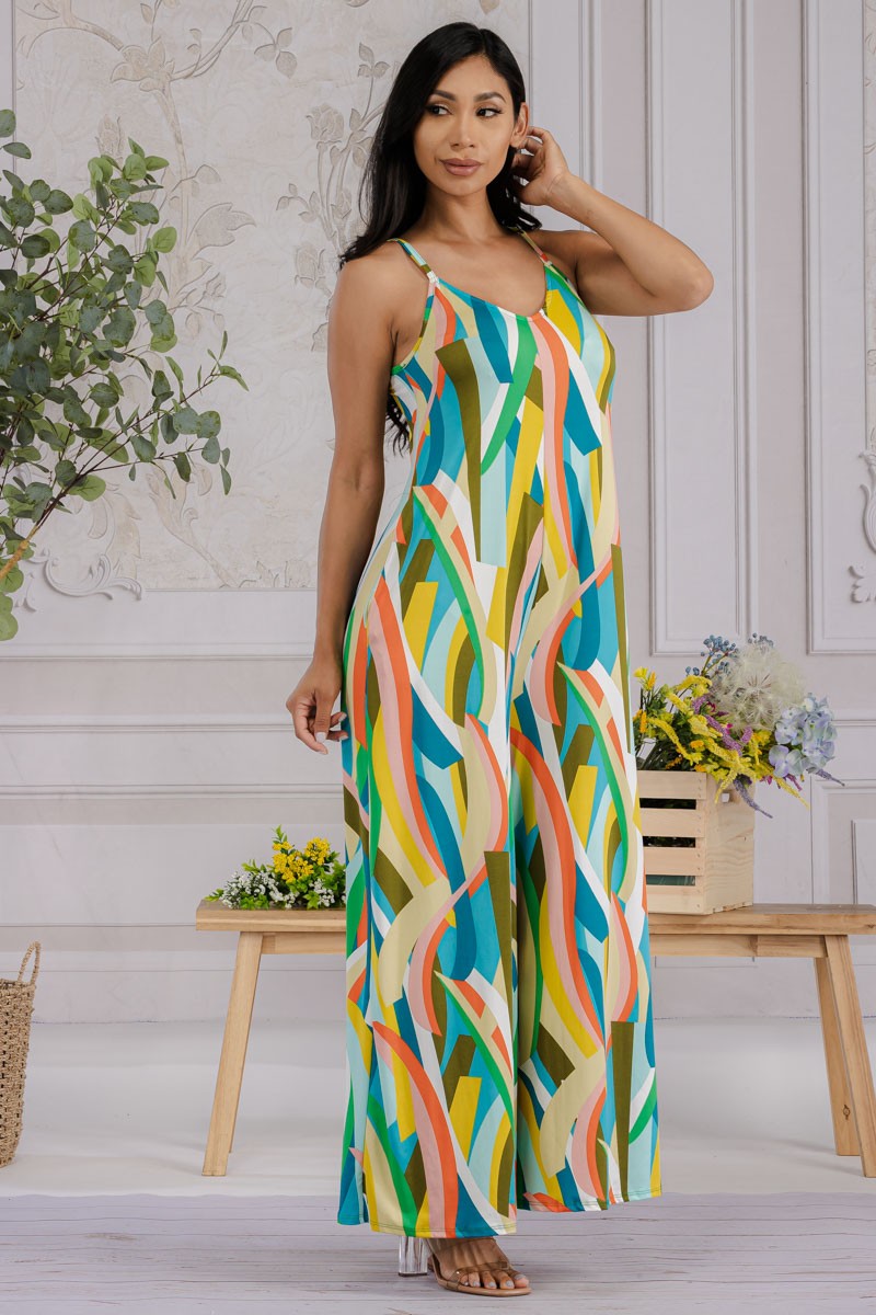 HH697R-P2 Wide-Leg Spaghetti Strap Jumpsuit