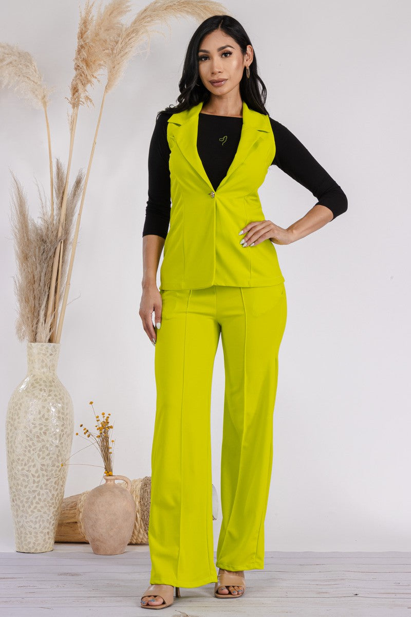 S25671-R - 2 PC VEST AND PANT SET