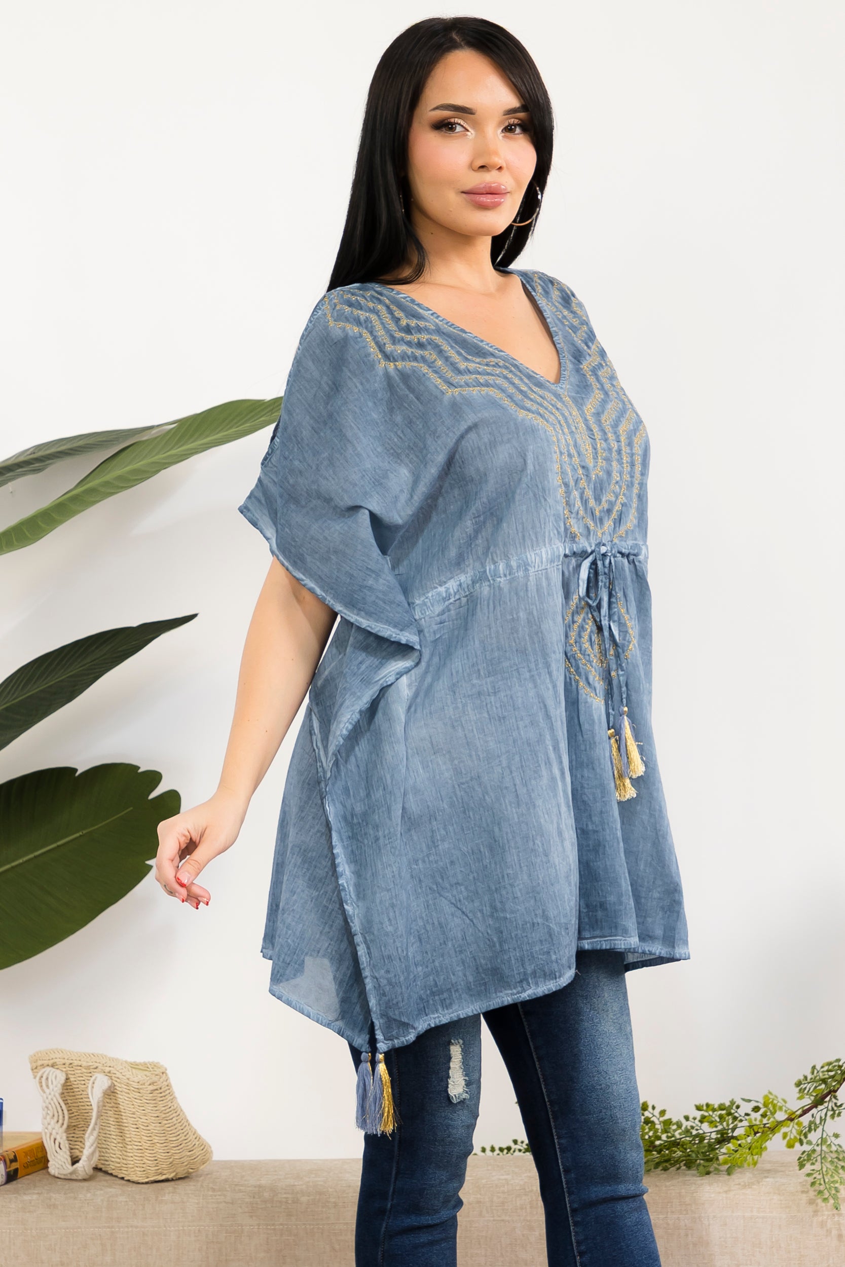 00133 Embroidered Boho Tunic Top