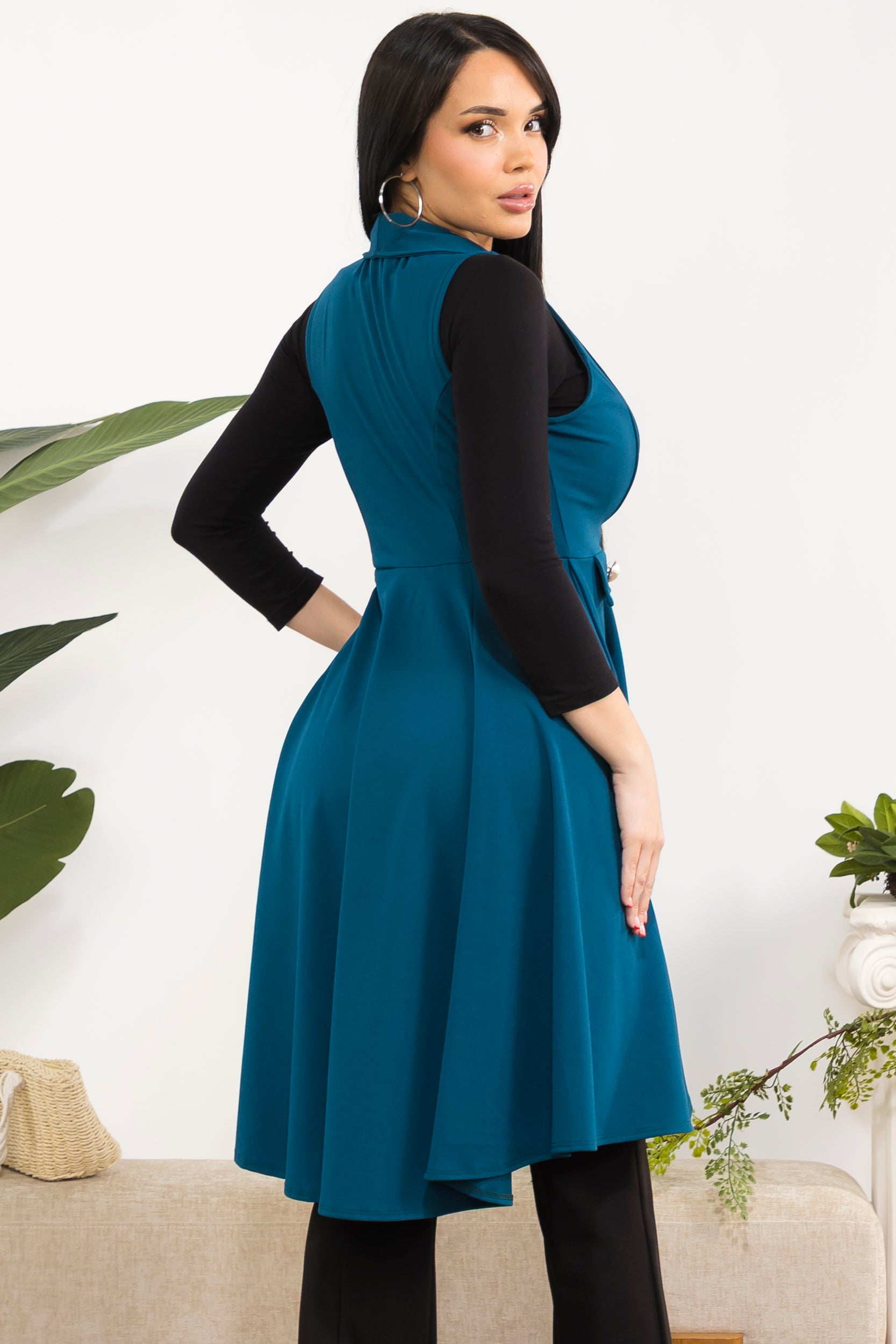 HH757R-S2 Sleeveless Hi-lo Cardigan