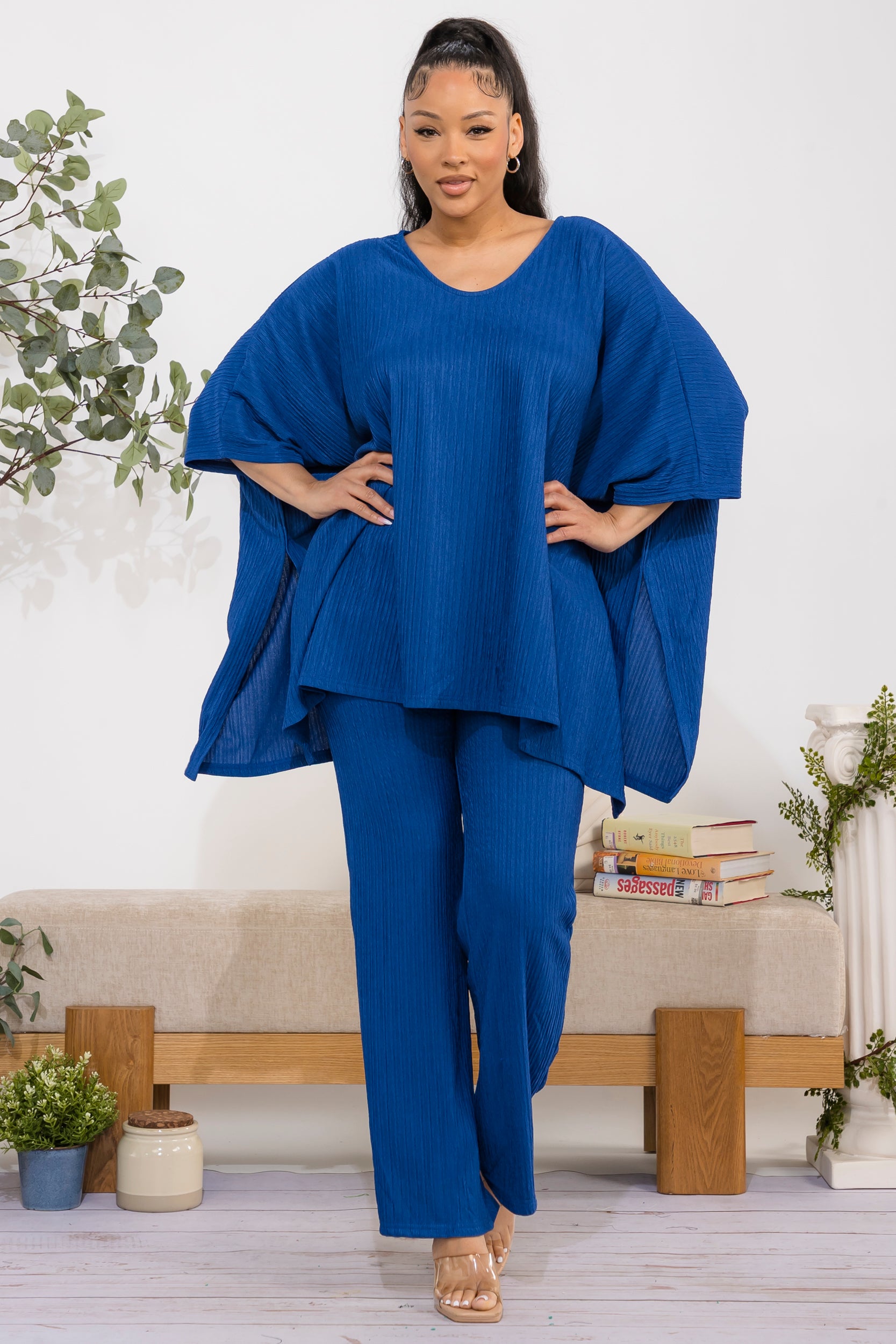 S25652-R Crinkle Flow Two-Piece Set