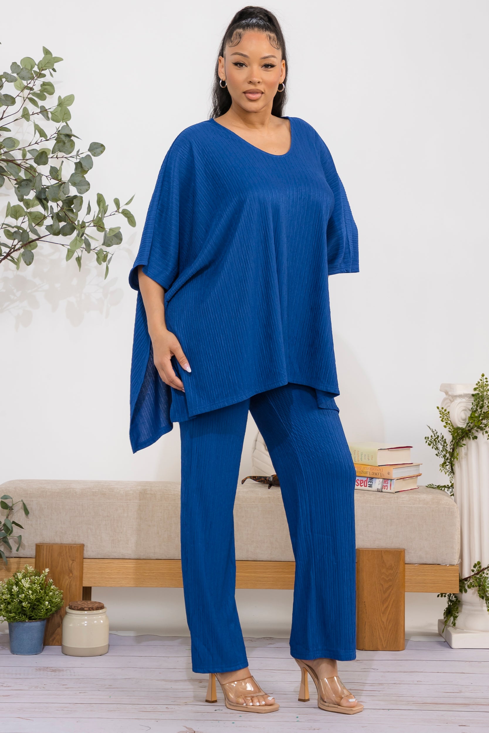 S25652-R Crinkle Flow Two-Piece Set