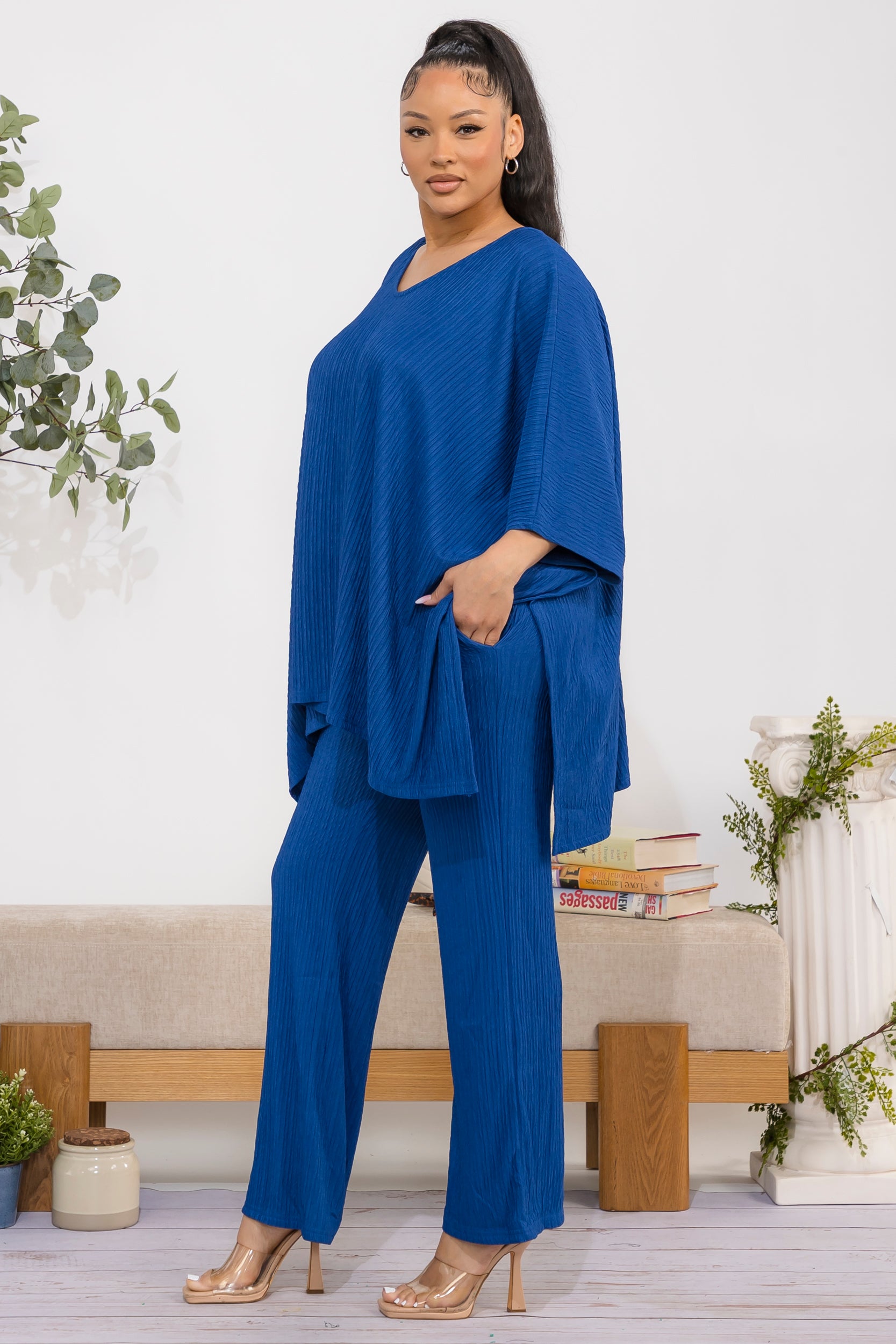 S25652-R Crinkle Flow Two-Piece Set