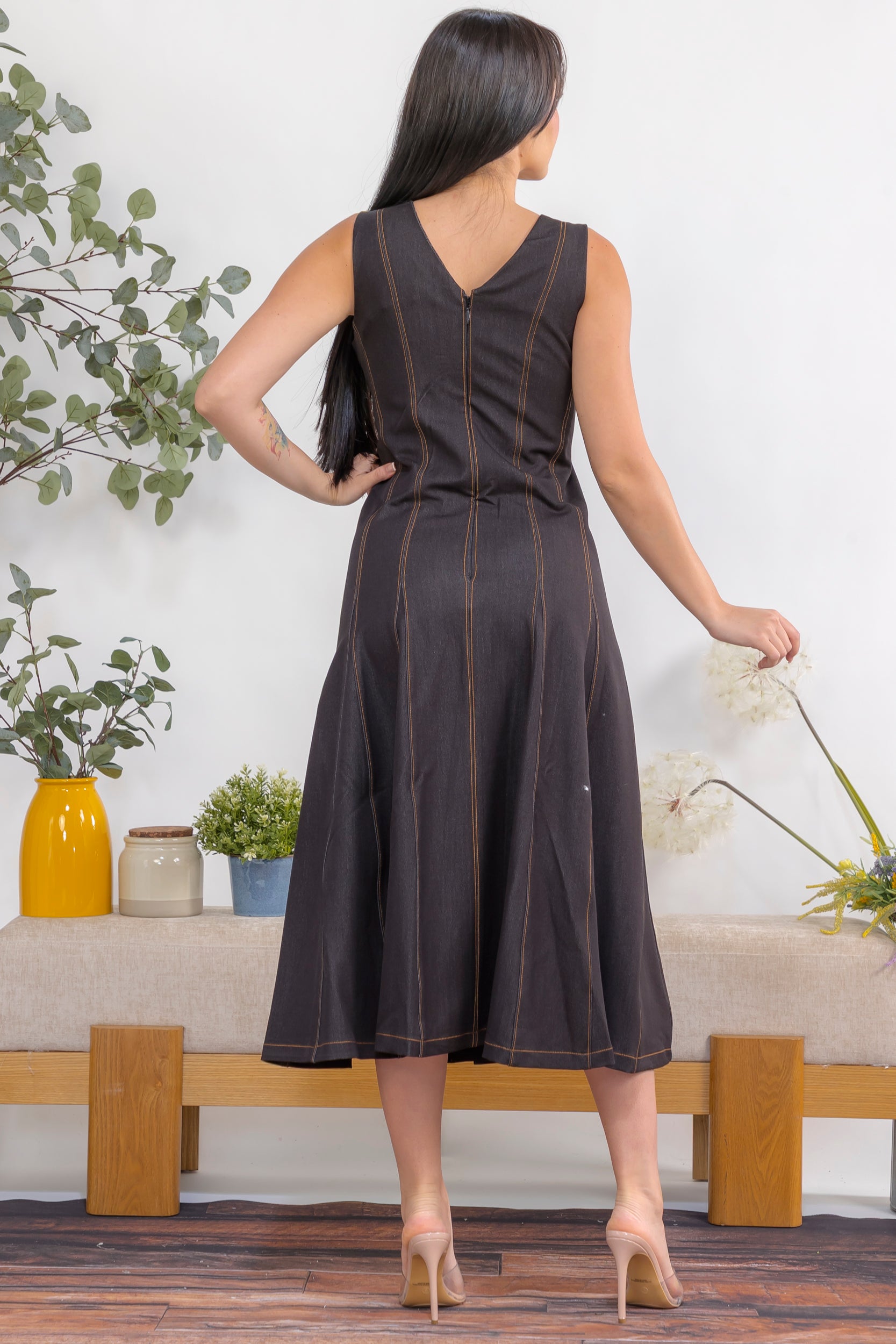 ZB134-X Plus Size Aurora Button Midi Dress