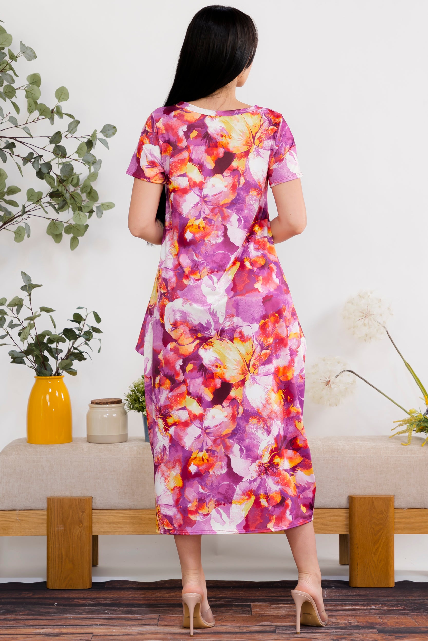 SAN151BR-P10 FL Paint Relaxed Midi Dress