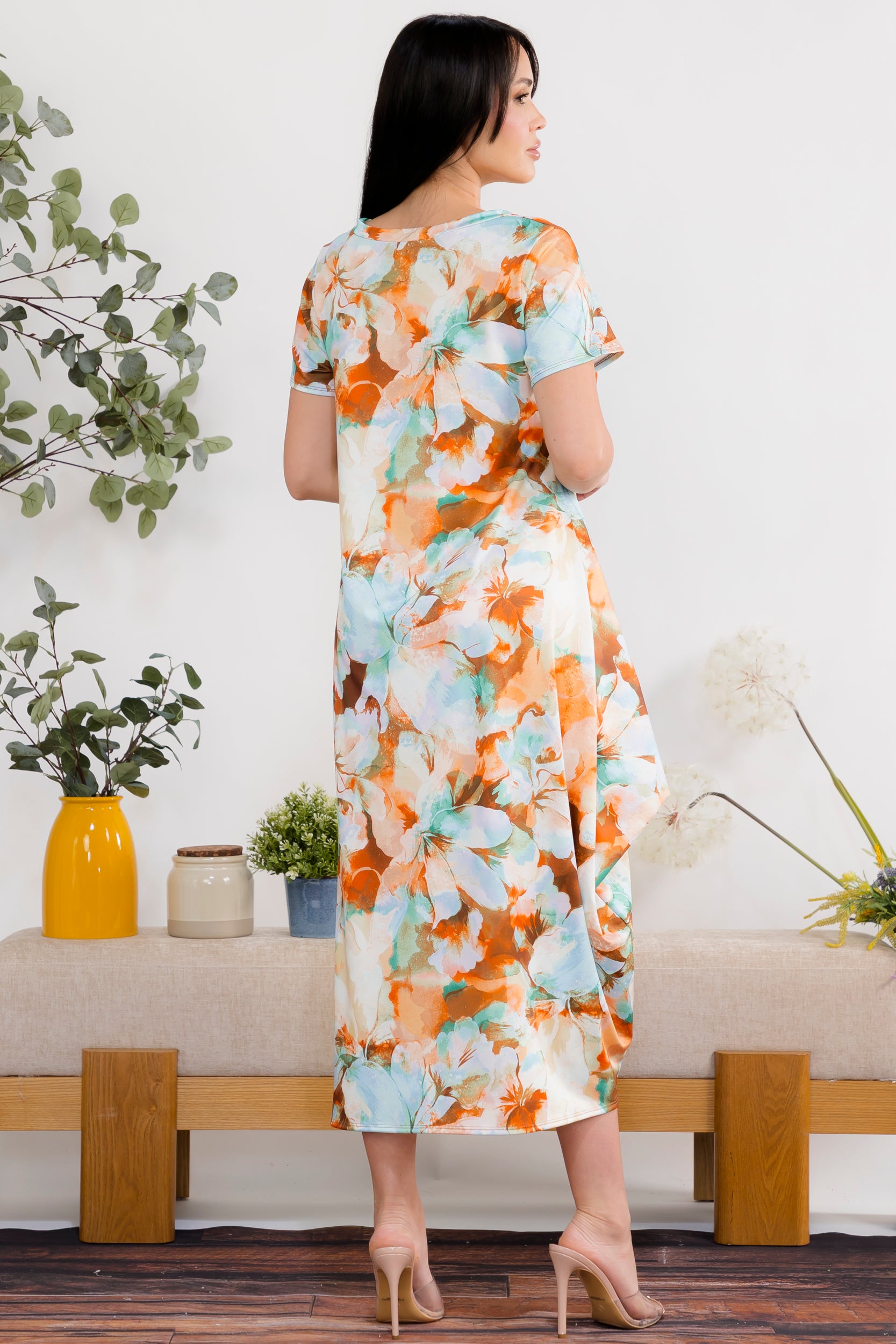SAN151BR-P10 FL Paint Relaxed Midi Dress