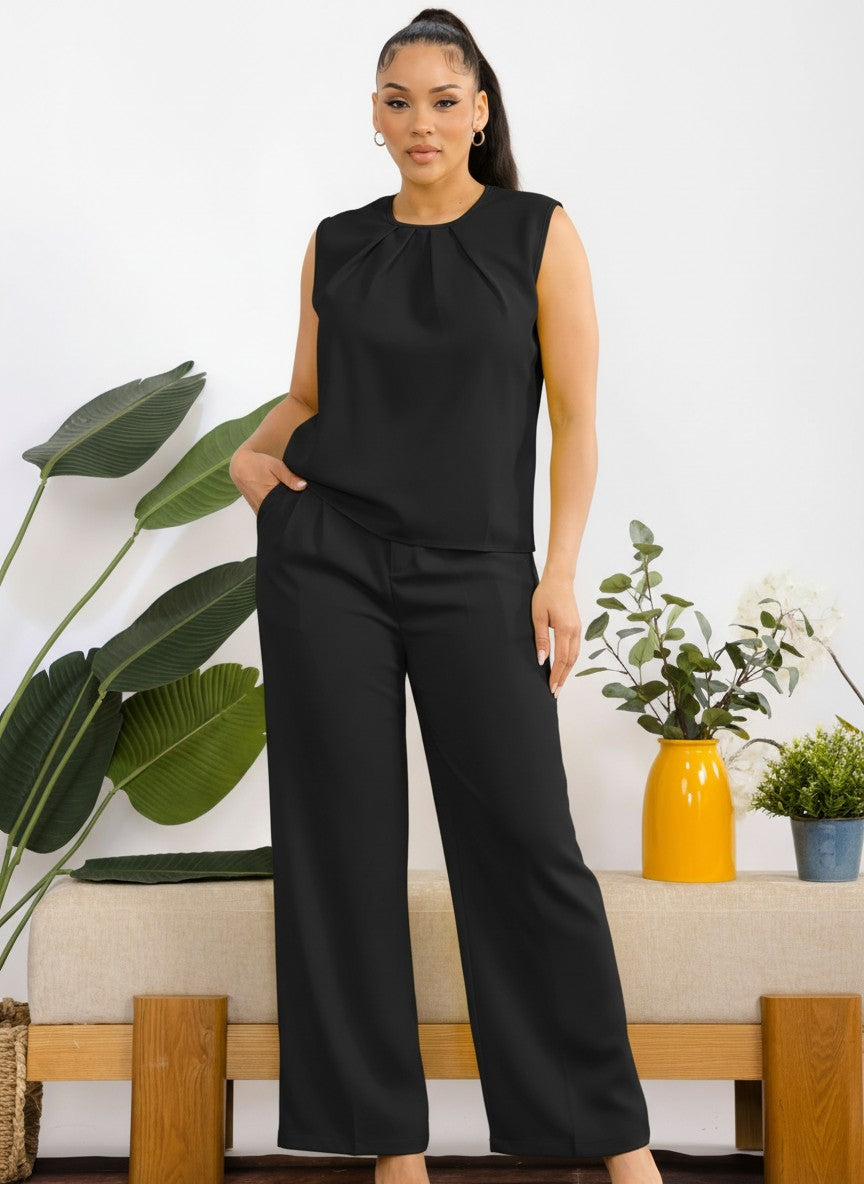 992 - Sleeveless Wide Leg Set