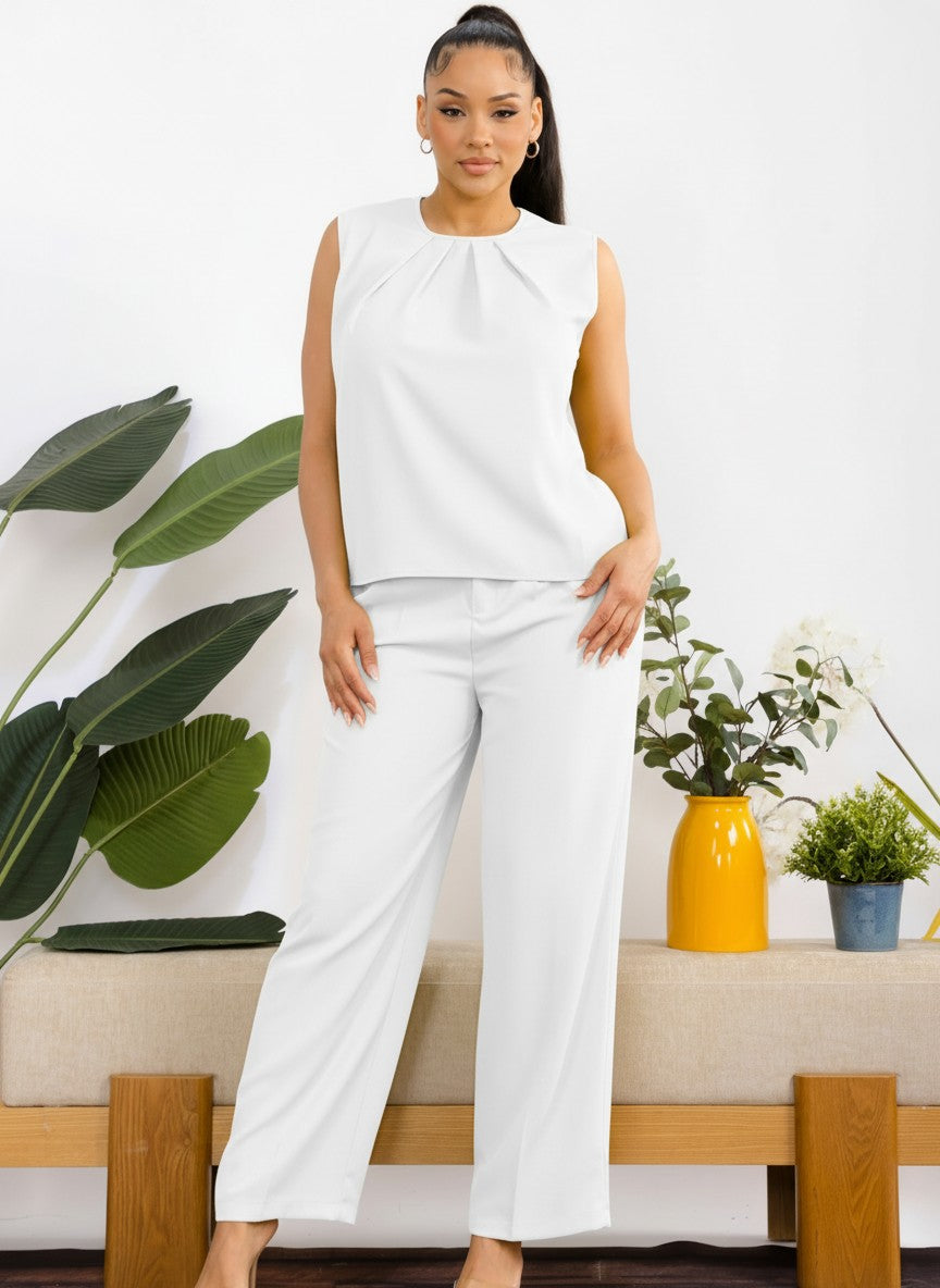 992 - Sleeveless Wide Leg Set