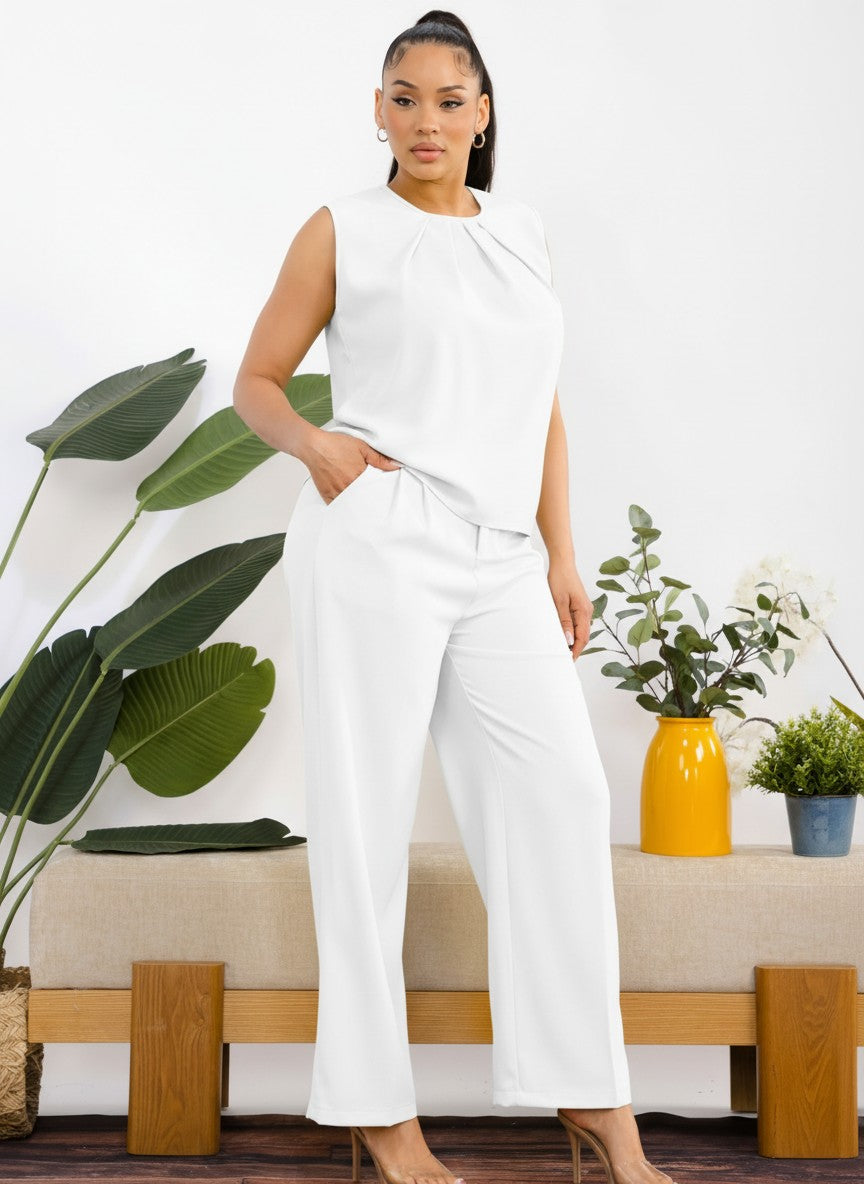 992 - Sleeveless Wide Leg Set