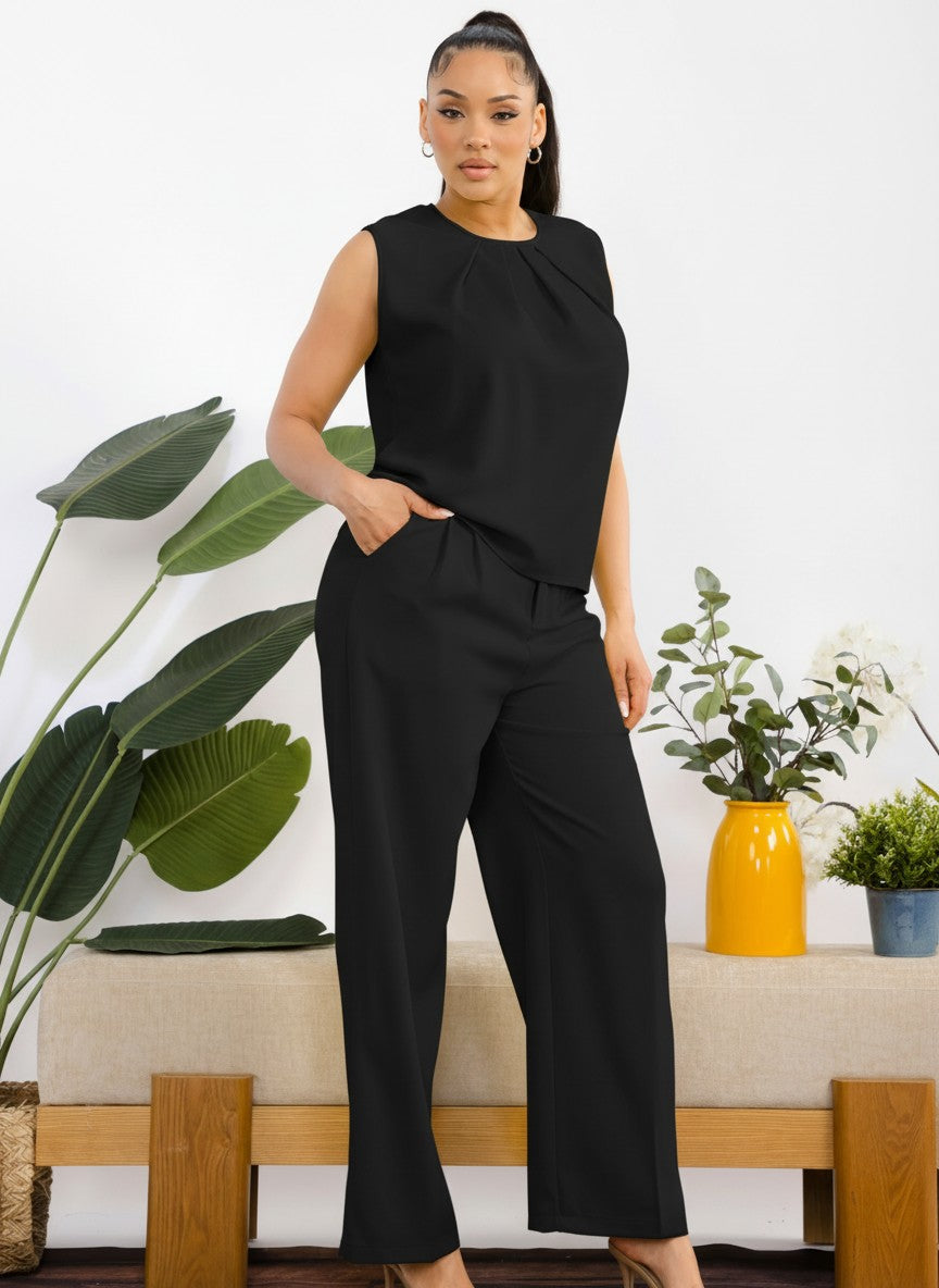 992 - Sleeveless Wide Leg Set
