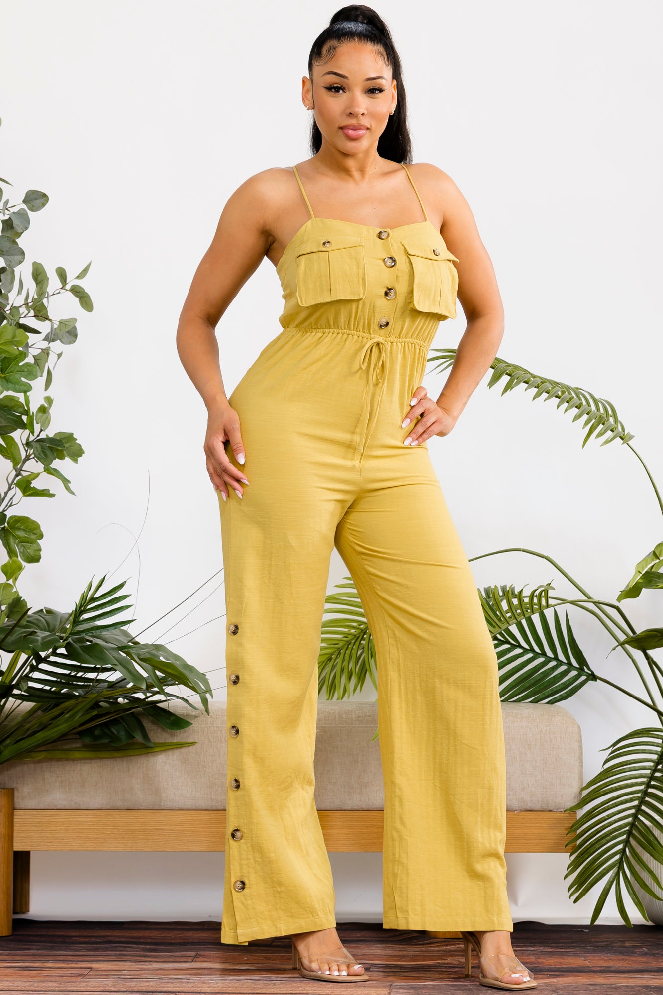 AM766P - Elegant Wide-Leg Jumpsuit