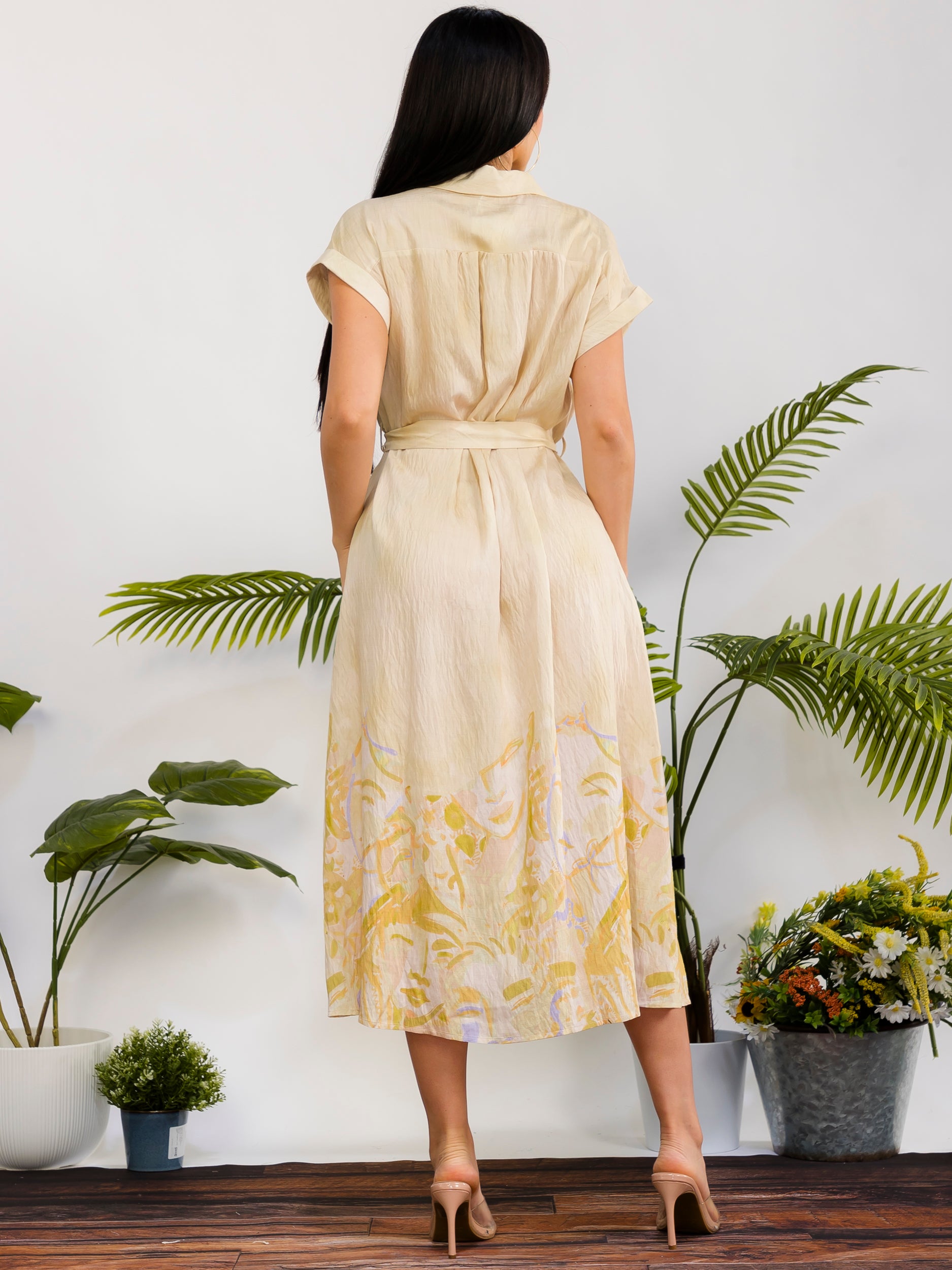 RD617 - Monroe Print Shirt Midi Dress