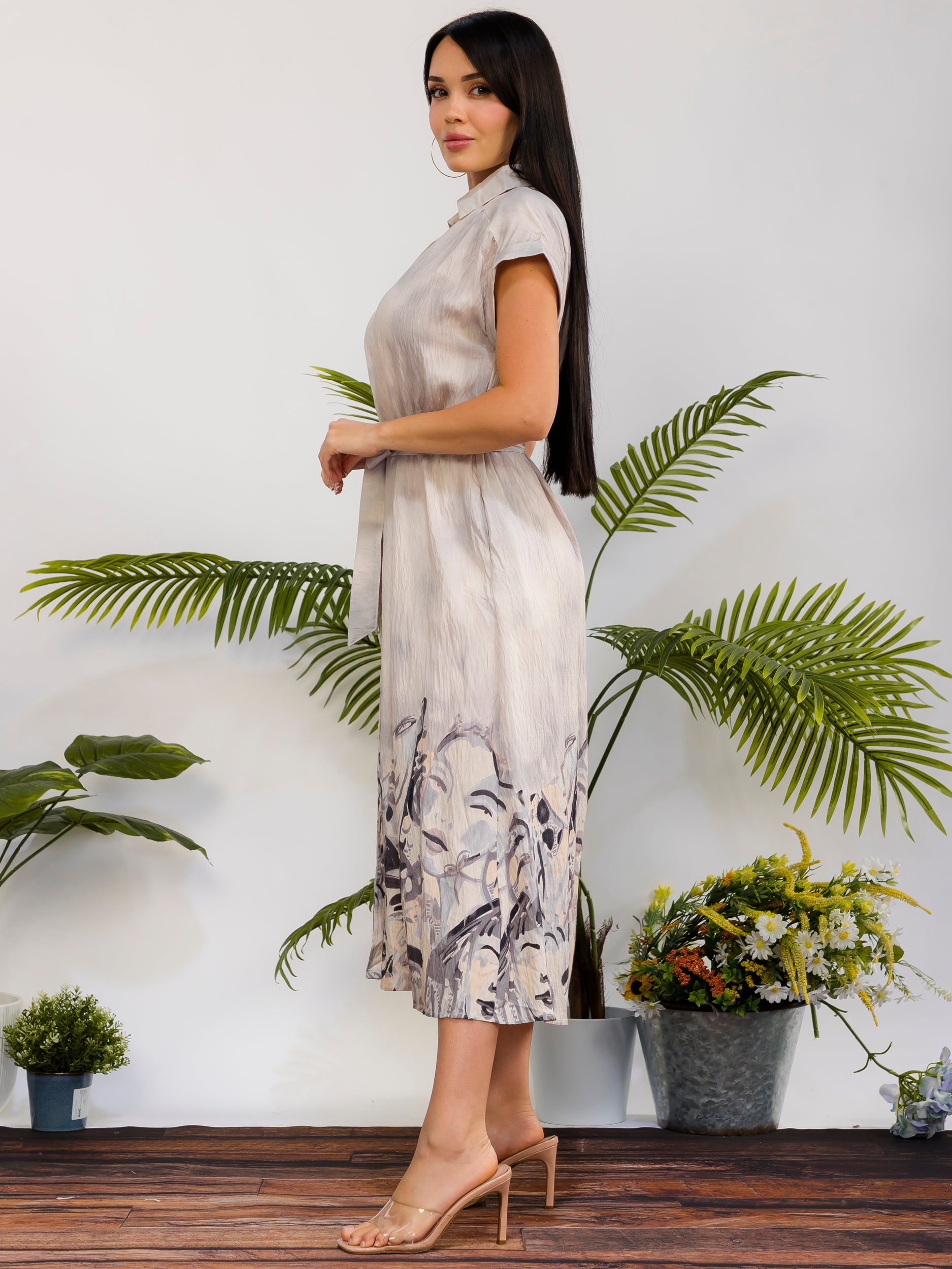RD617 - Monroe Print Shirt Midi Dress