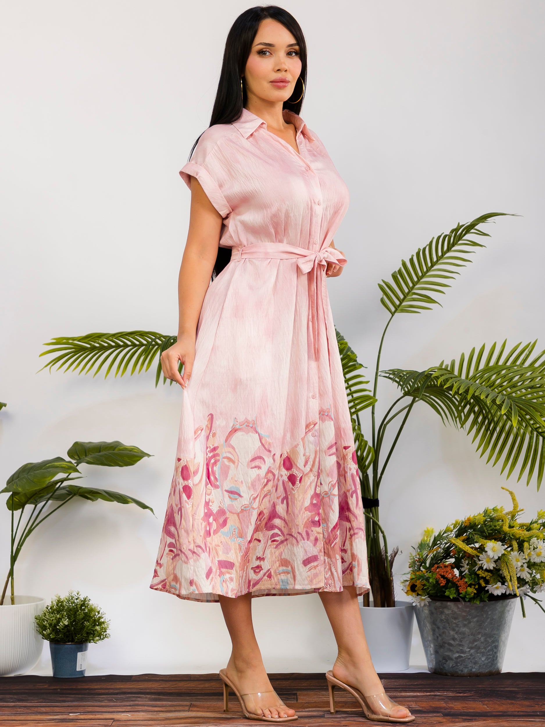 RD617 - Monroe Print Shirt Midi Dress