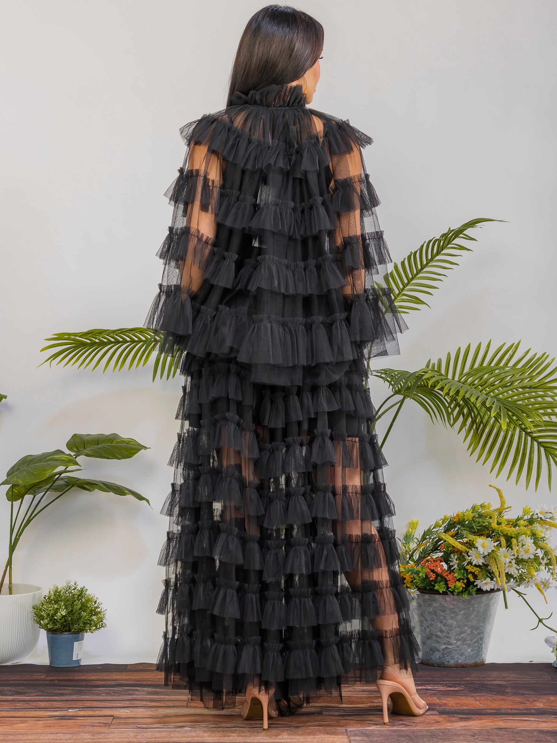 ZB133-X - Plus Size 3-Piece Layered Tulle Ruffle Maxi Set