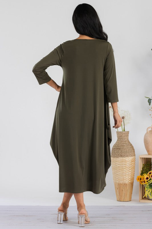 SAN151CX-S Harem Midi Dress Long Sleeve