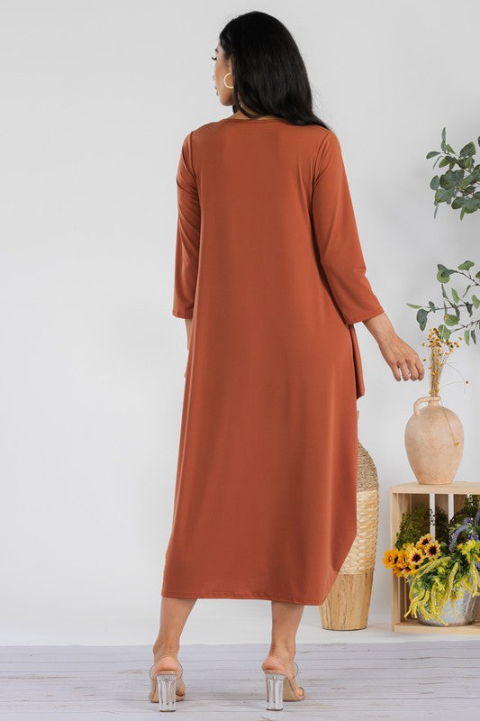 SAN151C-S Harem Midi Dress Long Sleeve