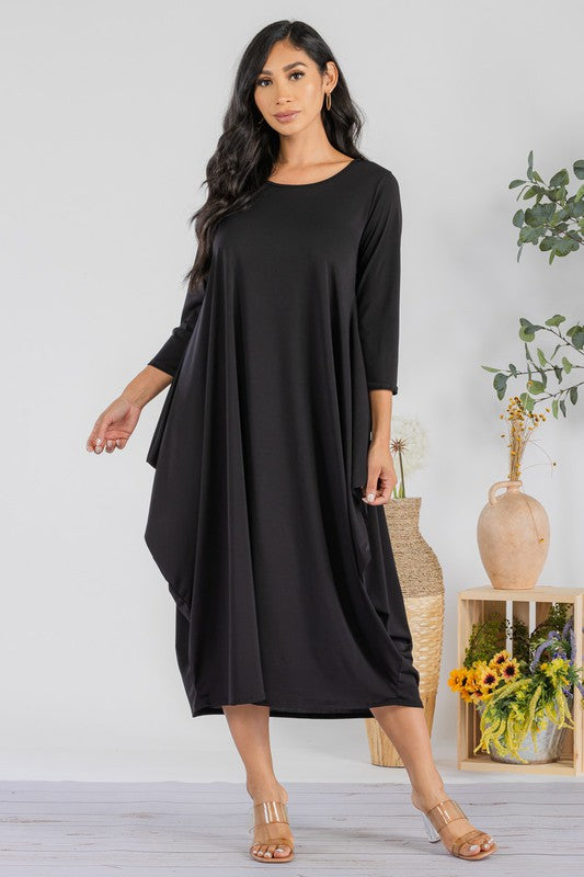 SAN151C-S Harem Midi Dress Long Sleeve