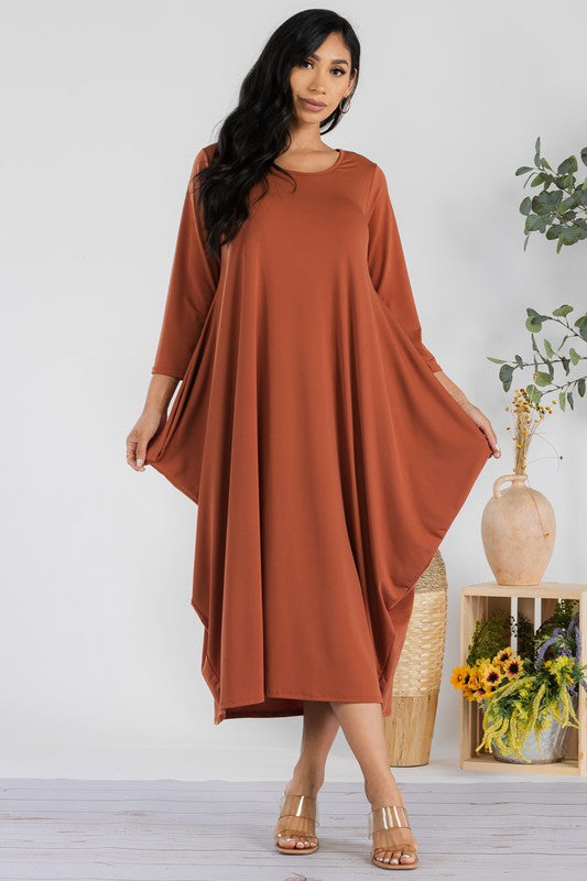 SAN151CX-S Harem Midi Dress Long Sleeve