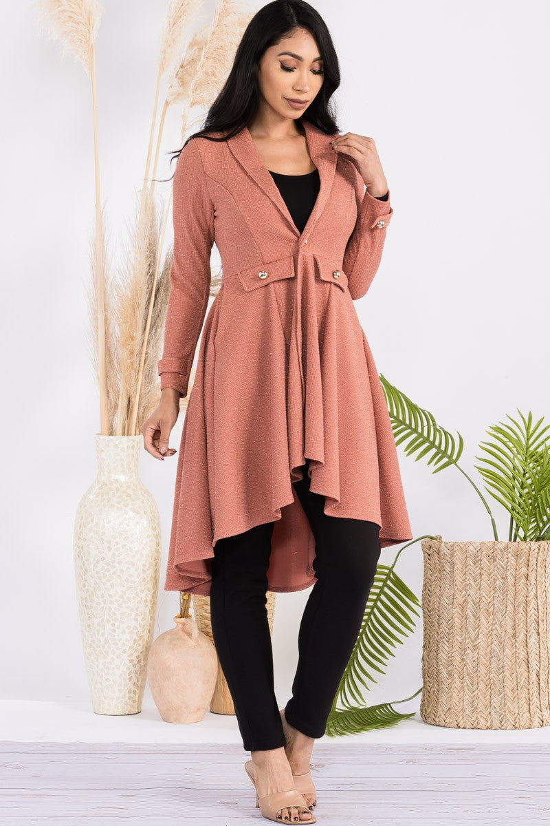 HH744R-S2 Crepe Hi-lo Cardigan