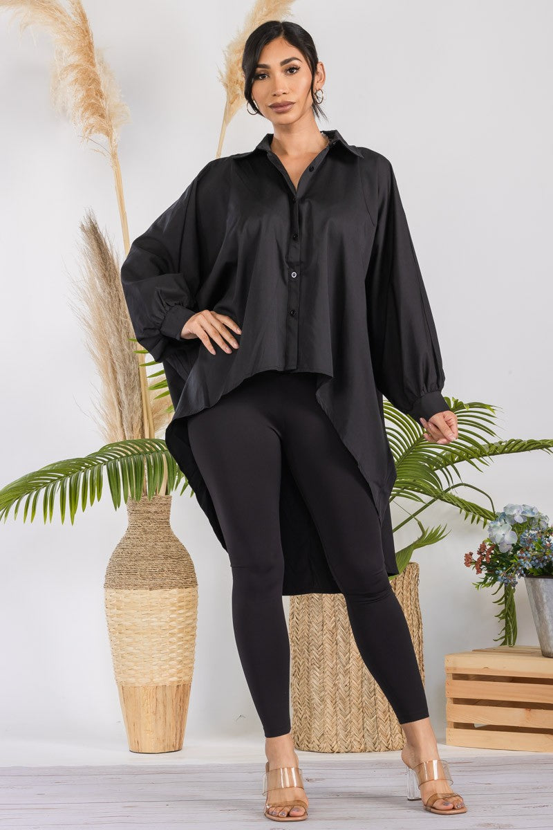 T304X-1 - PLUS SIZE HI-LO LONG SLEEVE SHIRT
