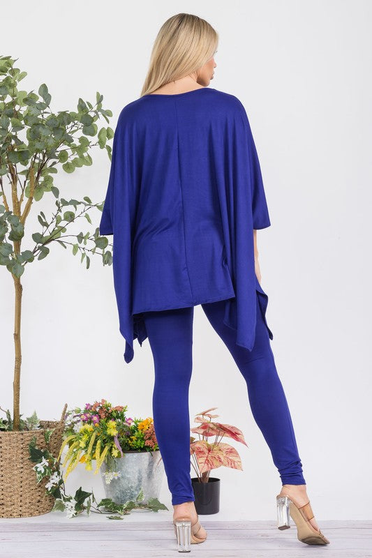 HH637R-S1 V-neck Top & Leggings 2 PC Set