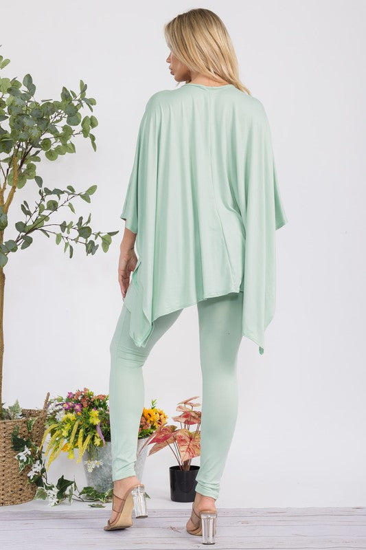 HH637R-S1 V-neck Top & Leggings 2 PC Set