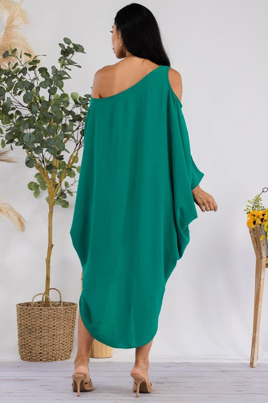HH735R-S COLD SHOULDER DRESS