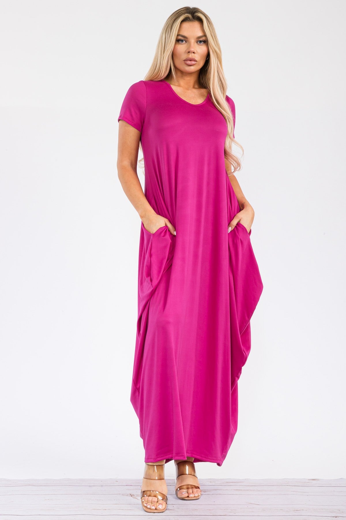 HH645R-S-1 - SHORT SLEEVE MAXI DRESS