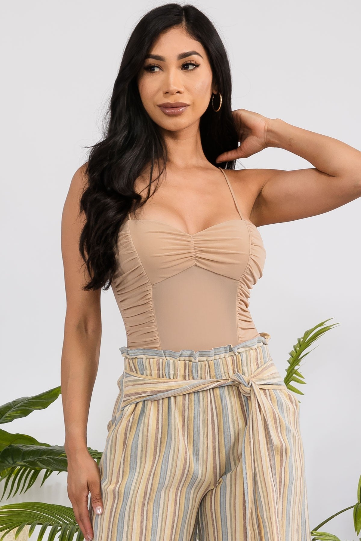 MHK001-1 - STRIPE WAIST TIE WIDE PANTS