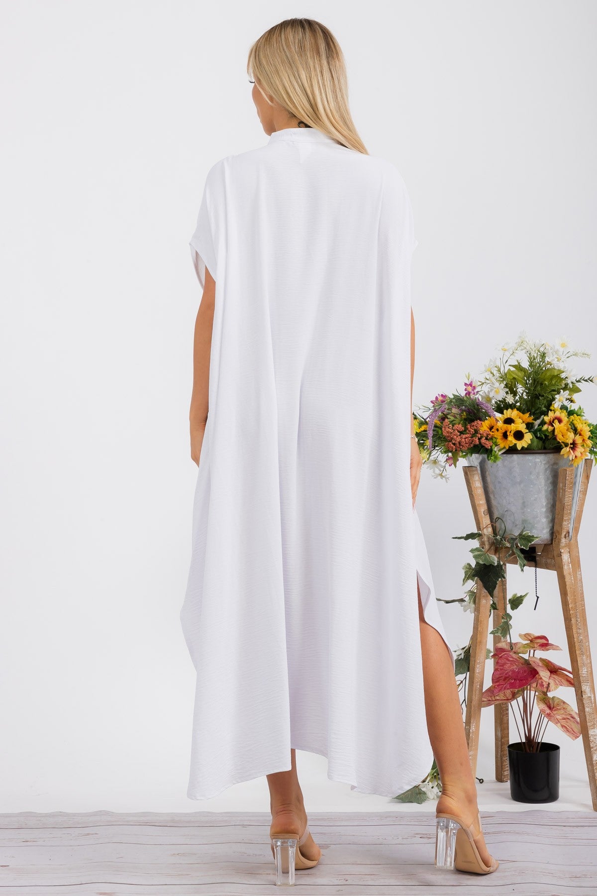 HH763R-S3 OVERSIZED BUTTON DOWN DRESS