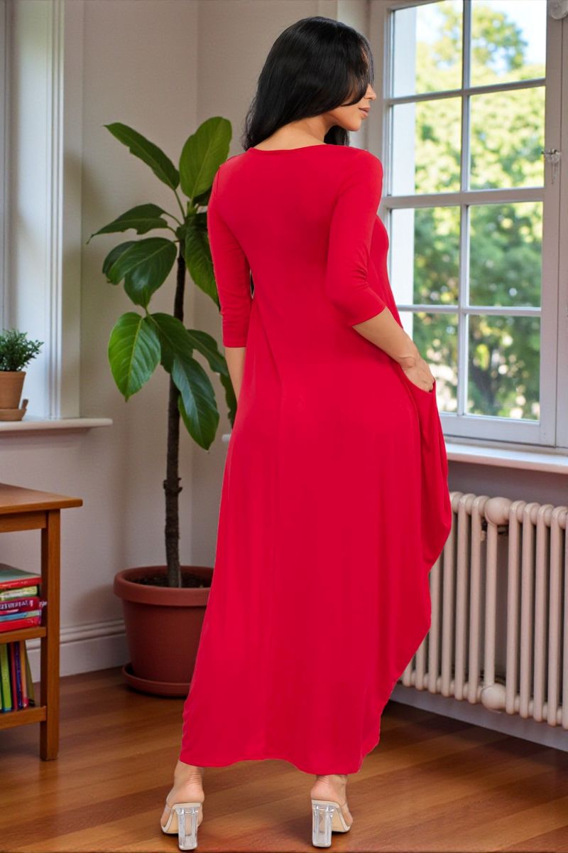 HH645X-S1 Plus Size Relaxed Fit Draped Maxi Dress