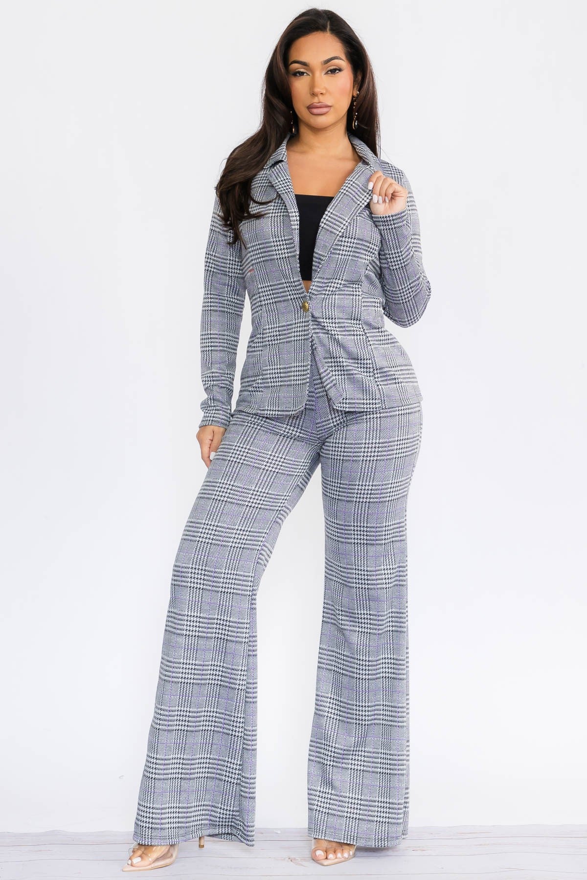 HH741R-P - 2PC SOLID PANT AND BLAZER SET