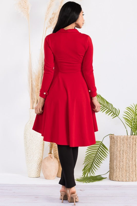 HH744R-S2 Crepe Hi-lo Cardigan