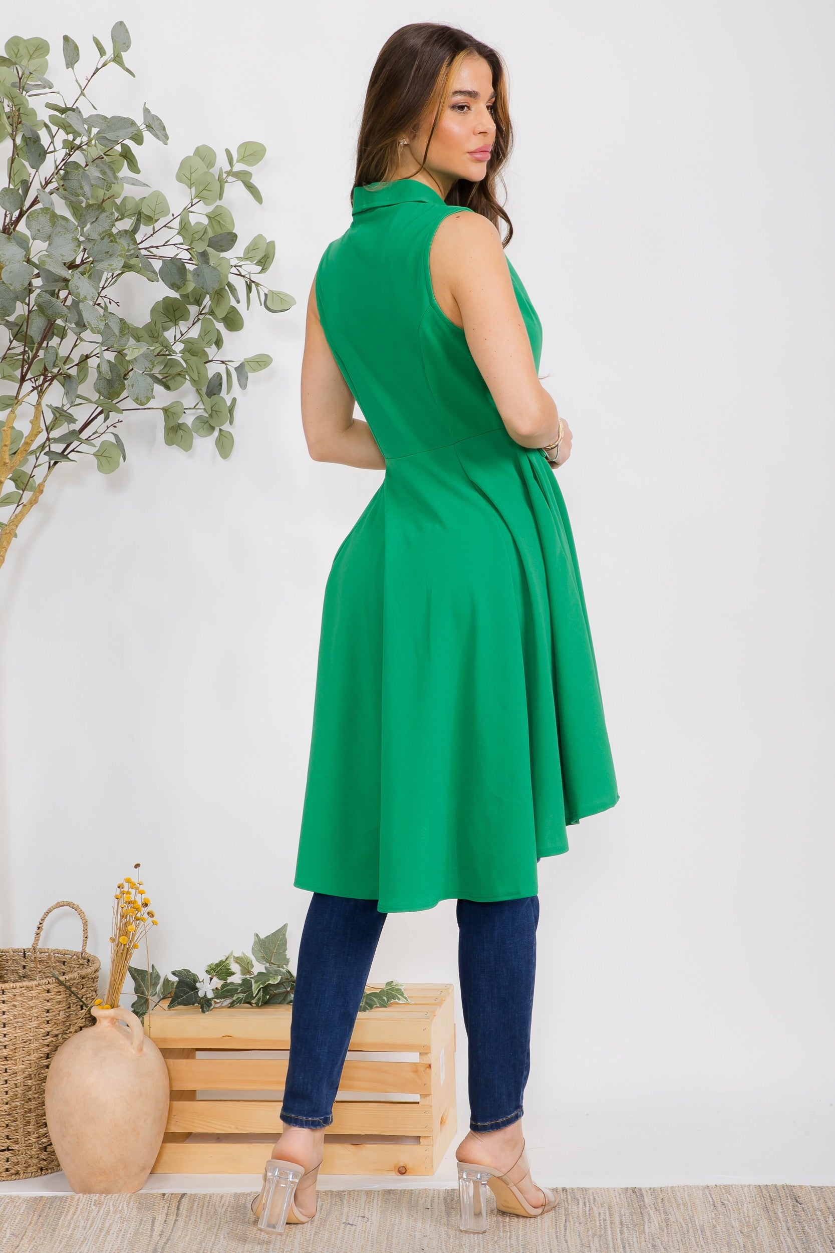 HH757X-S2 Plus Size Sleeveless Hi-lo Cardigan