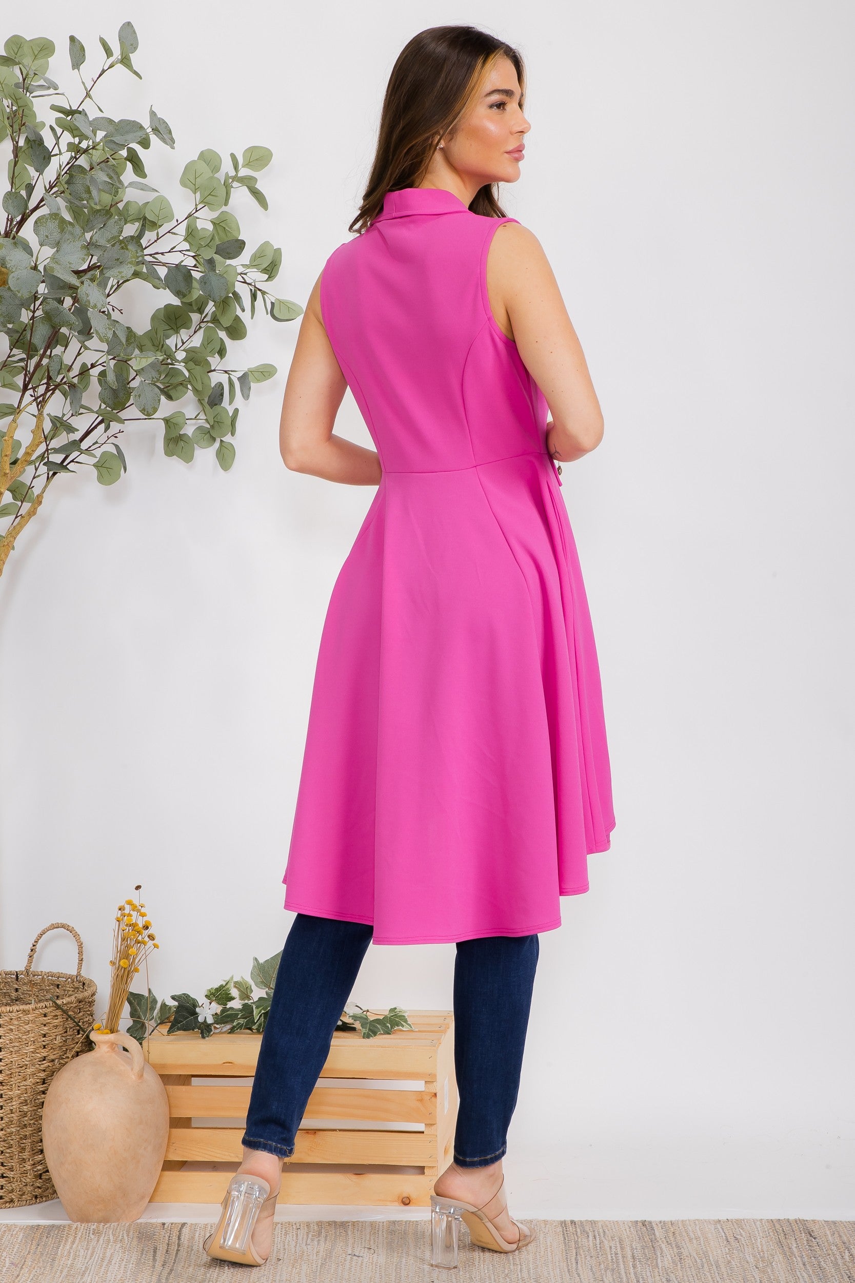 HH757X-S2 Plus Size Sleeveless Hi-lo Cardigan