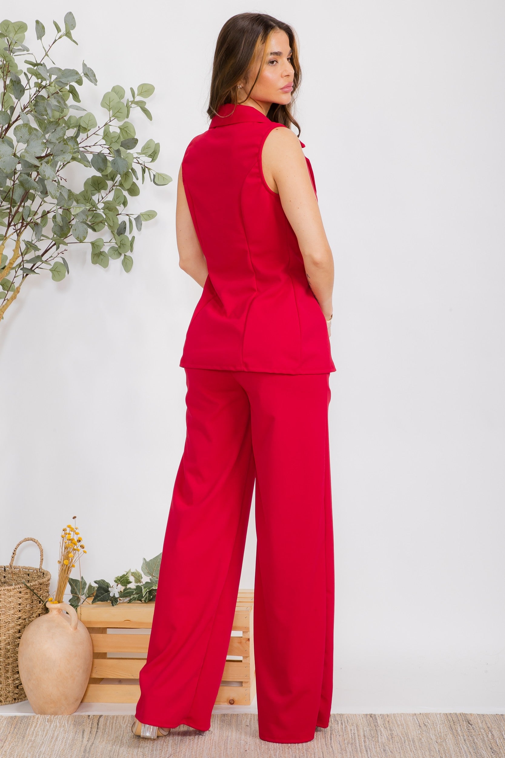 S25671-R - 2 PC VEST AND PANT SET