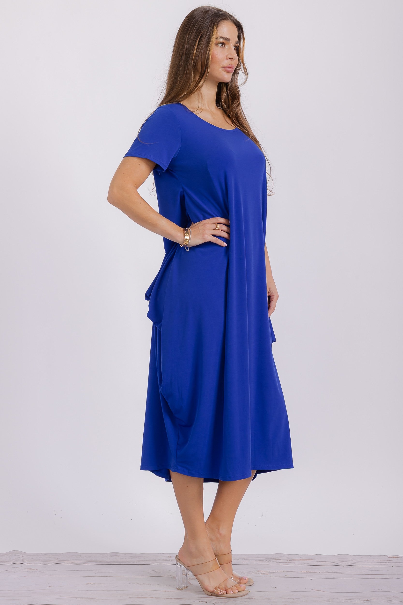 SAN152BR-S  Relaxed Pocket Detail Oversized Midi Dress