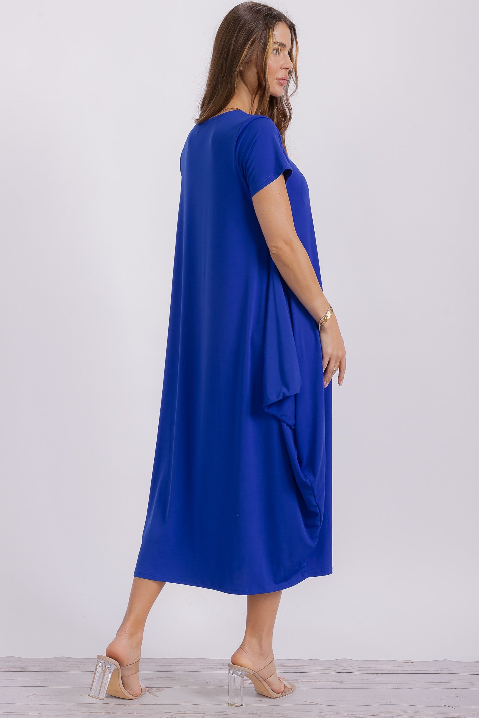 SAN152BR-S  Relaxed Pocket Detail Oversized Midi Dress