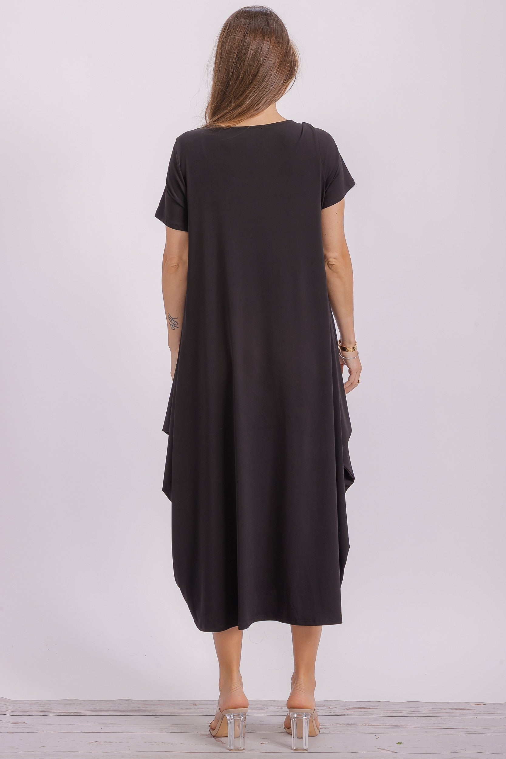 SAN152BX-S Plus Size Relaxed Pocket Detail Oversized Midi Dress