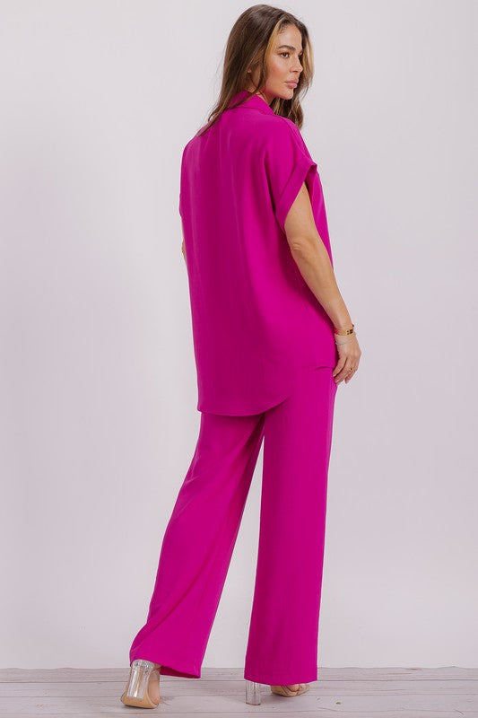 HH776X-S1 PLUS SIZE Two Pieces Shirt and Pants Set